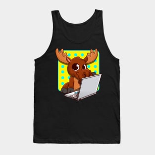 Canadian Moose With A Laptop Cute Moose Merchandise Tank Top